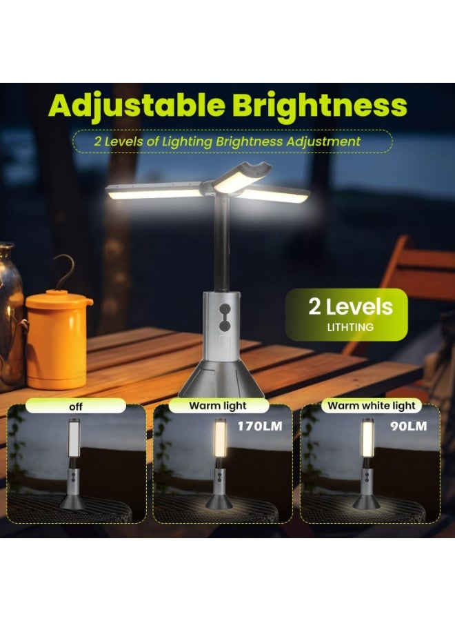 Telescopic Camping Light, 3000mAh Rechargeable Camping Lantern - 2 Dimmable Modes and 3 Flashlight Modes, IPX4 Waterproof, Portable Collapsible Light for Camping, Hiking, Home Emergency - view 3